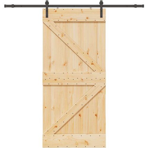 vidaXL Drsna vrata s kompletom vodil 100x210 cm trdna borovina Cene