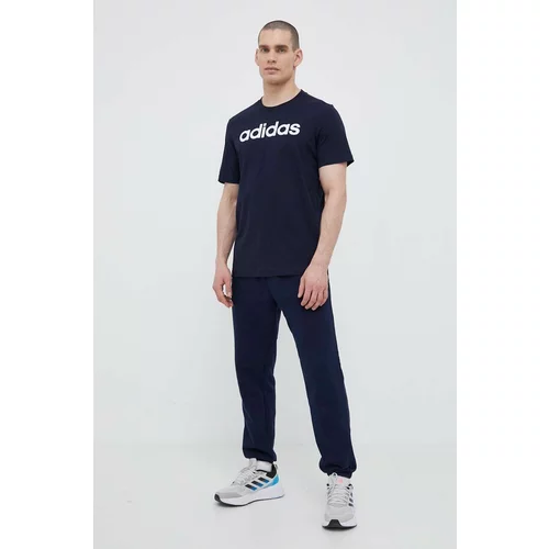 Adidas Bombažna kratka majica mornarsko modra barva