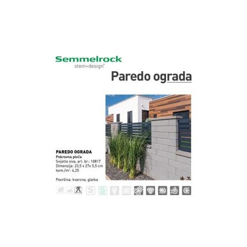 Semmelrock PAREDO POKR.PL.23,5X27X5,5 SV.SIVA -10817 Slike