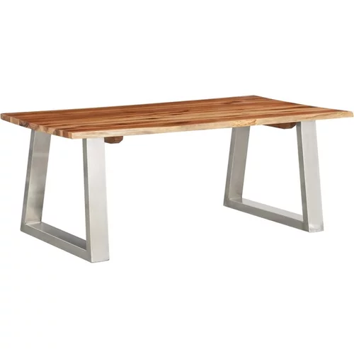  Klubska mizica 100x60x40 cm akacijev les in nerjaveče jeklo