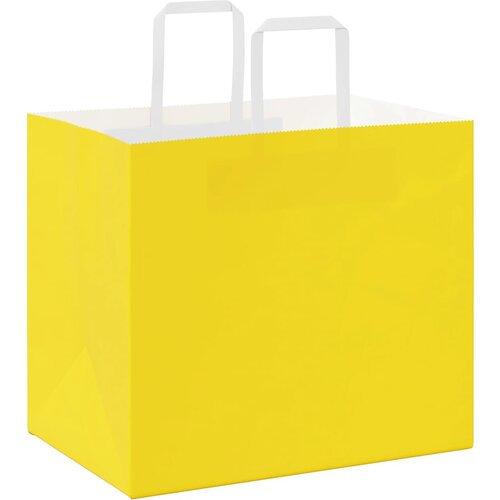  Papirnate vrećice 250 kom s ručkama žute 32x22x28 cm Slike