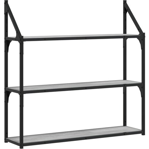 Maison Chic Stenska polica - Viseča Polica 3-nadstropna siva sonoma 80x21x78,5 cm inž. les, (21793482) Cene