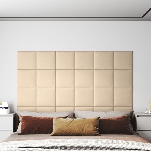 vidaXL Stenski paneli 12 kosov krem 30x30 cm blago 1,08 m² Cene
