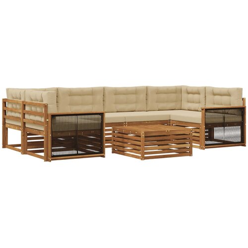 vidaXL Zunanja garnitura za sedenje z blazino 7 pcs Naravna in bež, (5000281433) Cene
