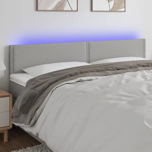 vidaXL LED posteljno vzglavje svetlo sivo 180x5x78/88 cm blago