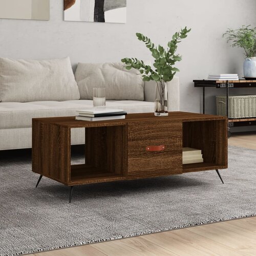 VidaXL Klubska mizica rjavi hrast 102x50x40 cm inženirski les Slike