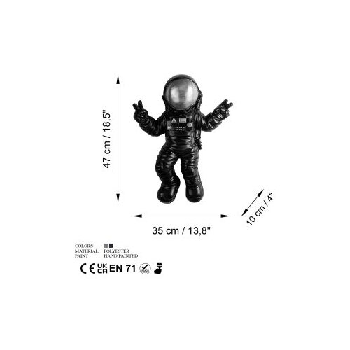 Wallity Zidna dekoracija Cosmonaut 4, 35cmx47cmx10cm, Crna Slike