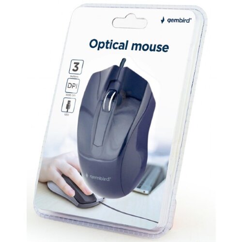 Gembird Mi&amp;scaron; GEMBIRD MUS-3B-01, optical, black, 1000dpi, 3 button Slike