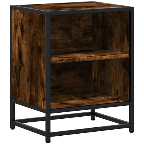 Maison Chic Nočna omarica - Nočna miza dimljeni hrast 40x31x50 cm inž. les/kovina, (21689948) Cene