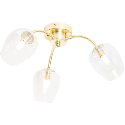 QAZQA Klasična stropna svetilka zlata s steklom 3-light - Elien