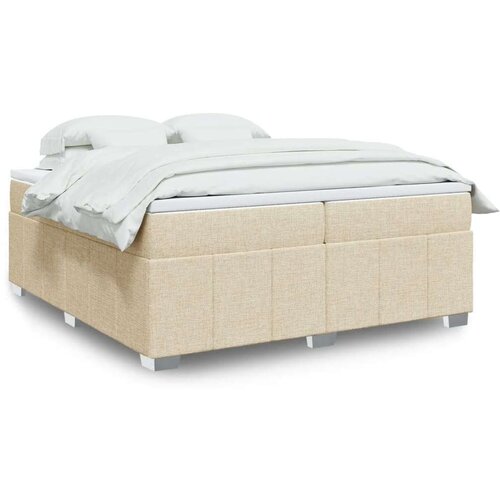  Krevet s oprugama i madracem krem 200 x 200 cm od tkanine Cijene