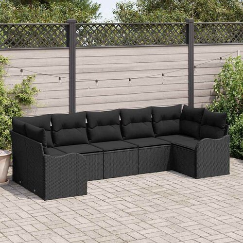  Sjedeća garnitura za vrt 7 kom. Crna Poli ratan 121 x 61,5 x 69 cm Slike