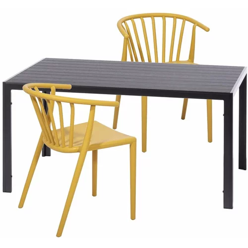 Bonami Essentials Set od 2 žute blagovaonske stolice Capri i crnog stola Viking -