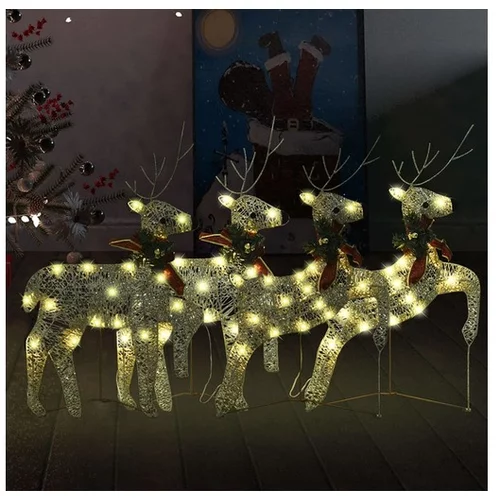  Božični severni jeleni 4 kosi zlati 80 LED akril