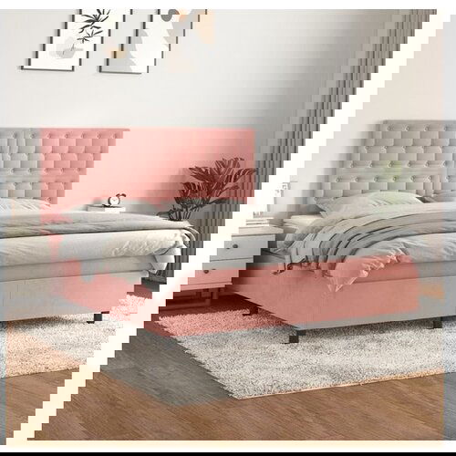 VidaXL Box spring postelja z vzmetnico roza 160x200 cm zamet Slike