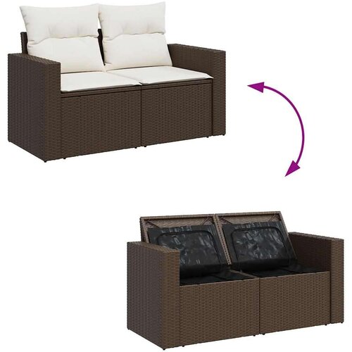 VidaXL 7-dijelni set vrtnih sofa od poliratana s jastucima smeđi Slike