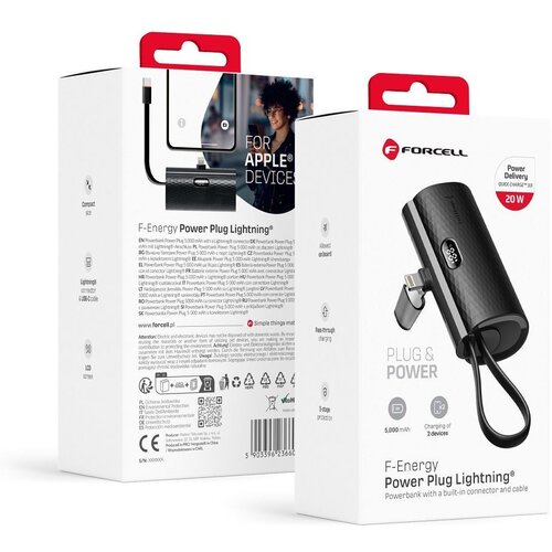 forcell power bank  f-energy F5k3 lightning 5000mAh pd 20W crni Cene