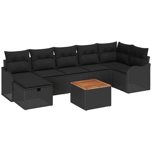  Sjedeća garnitura za vrt 8 kom. Crna poliratan 287,5 x 122,5 x 85 cm Slike