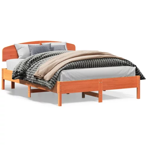  Okvir kreveta s uzglavljem voštano smeđi 160x200 cm od borovine