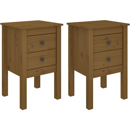 Maison Chic Dvo delni komplet Nočne omarice - Nočne mize medeno rjava 40x35x61,5 cm trdna borovina, (21686722) Slike