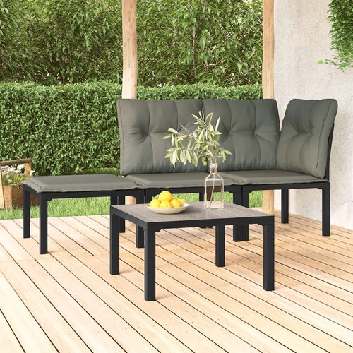 vidaXL Vrtna klubska mizica siva 55x55x31 cm DPC in jeklo Cene