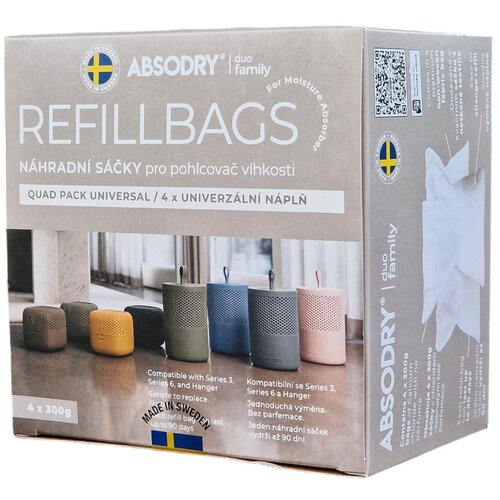 Everbrand Sweden Nadomestni vložki za odstranjevalec vlage v kompletu 4 ks Absodry Duo Family Bag &amp;ndash; Slike