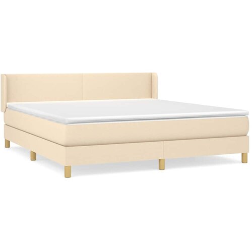  Krevet s oprugama i madracem krem 160x200 cm od tkanine Slike