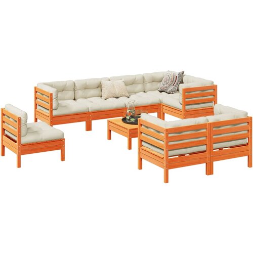 vidaXL 9-dijelni set vrtnih sofa s jastucima voštano smeđi od borovine Cijene
