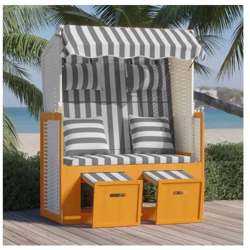  stol za na plažo z blazinami poli ratan in trles bel in siv