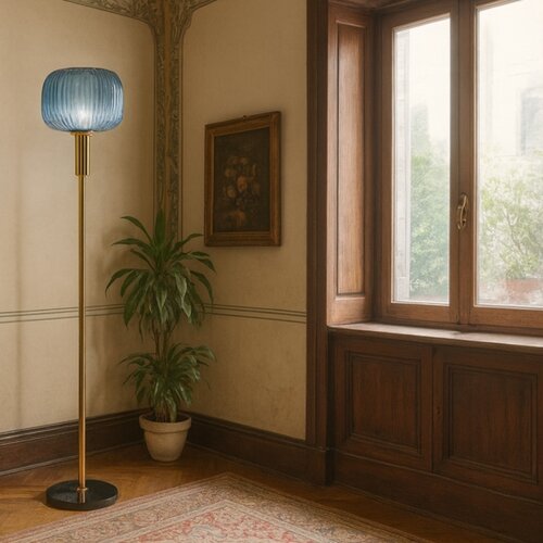  onli - podna lampa doroty 1xE27/22W/230V plava/zlatna Slike