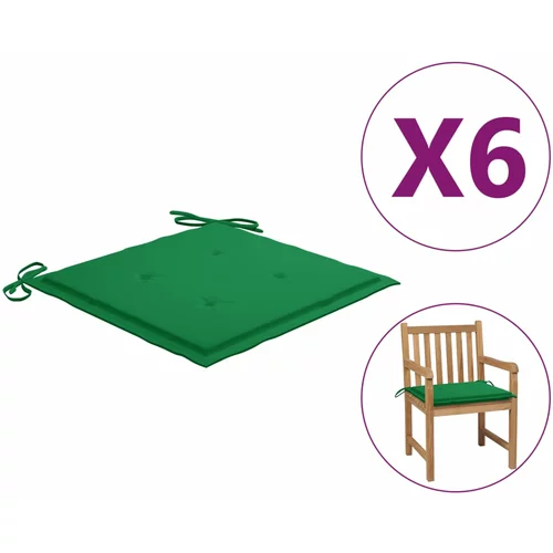 vidaXL Blazine za vrtne stole 6 kosov zelene 50x50x3 cm blago