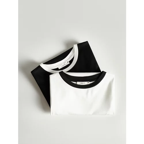 Reserved - Majica kratkih rukava s kontrastnim porubom - bijela
