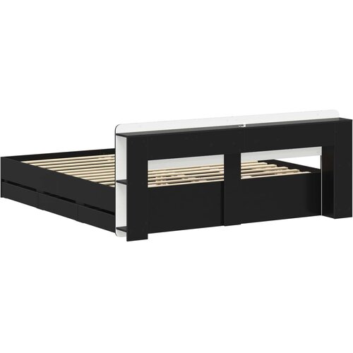  Okvir kreveta s pohranom Crna 180 x 200 cm Konstruirano drvo Slike