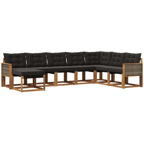vidaXL Zunanja garnitura za sedenje z blazino 8 pcs Naravna in črna, (5000280516) Cene