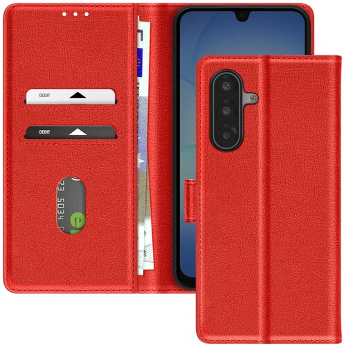 AVIZAR Usnjena denarnica Chesterfield za Samsung Galaxy A17 s stojalom, Rdeča, (5000189993) Cene