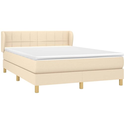  Krevet s oprugama i madracem krem 140 x 190 cm od tkanine Slike