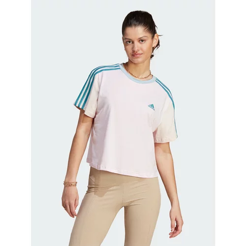 Adidas Majica Essentials 3-Stripes IM0364 Roza Loose Fit