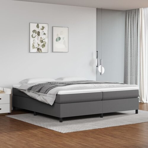 The Living Store Box spring postelja z vzmetnico siva 200x200 cm umetno usnje - Box Spring Postelja, (21515429) Cene