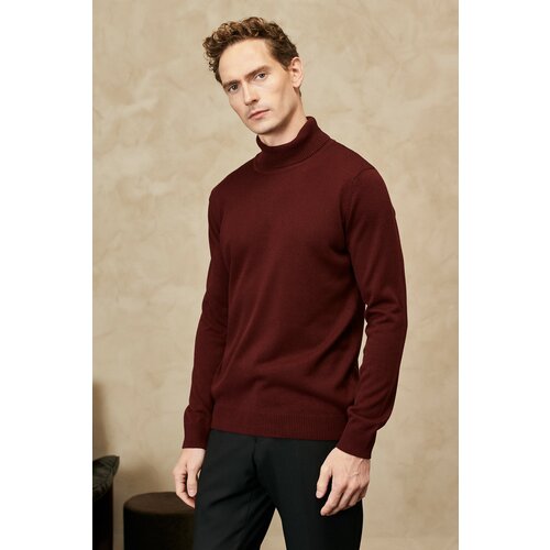 ALTINYILDIZ CLASSICS Men's Claret Red Anti-Pilling, Anti-Pilling Feature Standard Fit Full Turtleneck Knitwear Sweater. Slike