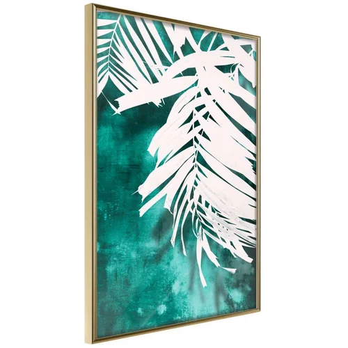  Poster - White Palm on Teal Background 20x30