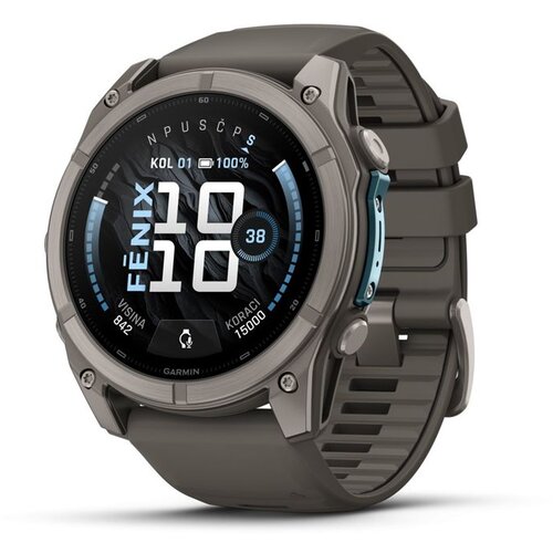 Garmin multisport GPS sat fēnix 9 51 mm, titanij, silikonski remen šljunčano sive boje Cene