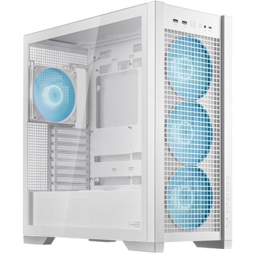 Asus TUF Gaming GT302 ARGB ATX/EATX Gaming ohišje belo, Interchangeable side panels, Detachable top panel, Square-type mesh front panel, Four 140 x 28 mm ARGB fans, Hidden-connector motherboard support, Front Panel High-Speed USB Type-C - 90DC00I3-B19000 Cene