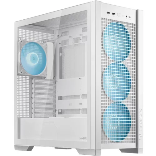 Asus TUF Gaming GT302 ARGB ATX/EATX Gaming ohišje belo, Interchangeable side panels, Detachable top panel, Square-type mesh front panel, Four 140 x 28 mm ARGB fans, Hidden-connector motherboard support, Front Panel High-Speed USB Type-C - 90DC00I3-B19000