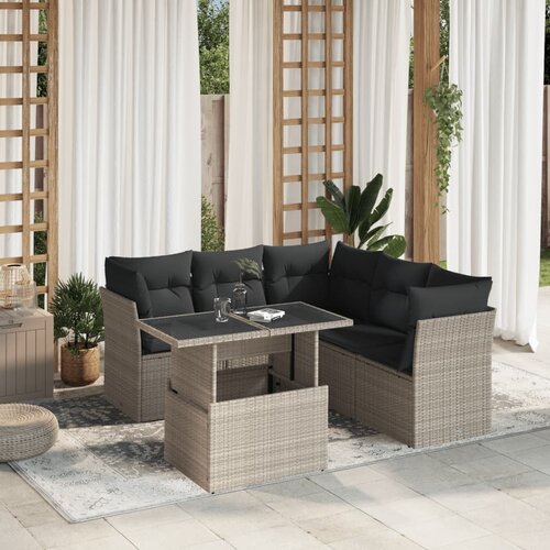 vidaXL 6-dijelni set vrtnih sofa od poliratana s jastucima svjetlosivi Cijene