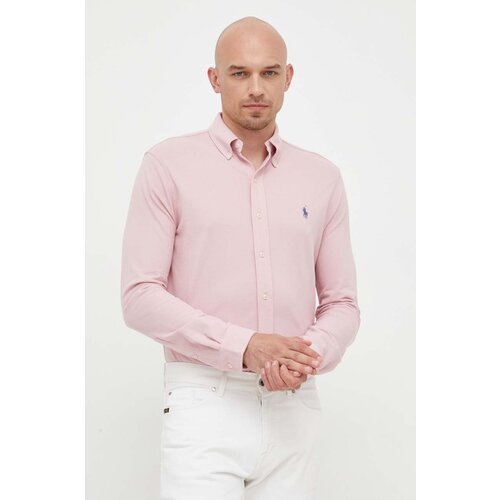 Polo Ralph Lauren Bombažna srajca mo&amp;scaron;ka, roza barva Slike