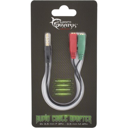White Shark KABEL 3,5mm x2 F. 3Pin - 3,5mm M. 4Pin 0,2M, (08-ws-354p-2x35) Cijene