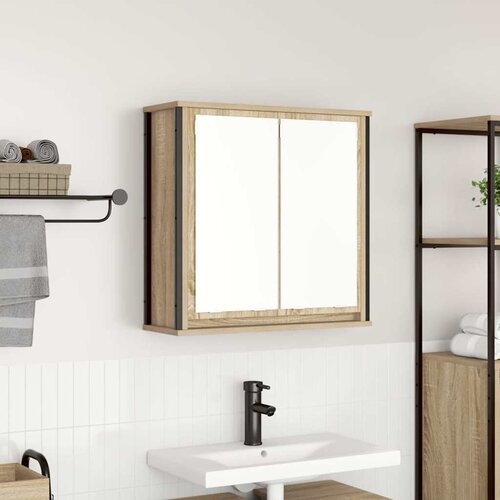 vidaXL Kopalniška stenska omarica z ogledalom sonoma hrast 60x21x60 cm Cene