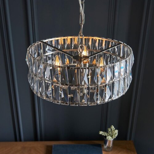  Endon 104466 - Luster na lancu CLIFTON 3xE14/6W/230V sjajni hrom/prozirno staklo Slike