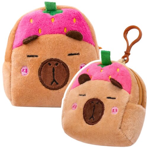  Plush Wallet with Keychain Capybara Strawberry Pink 9.5 x 8 cm Cene
