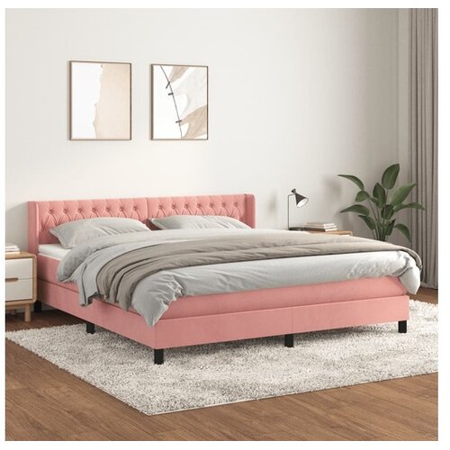 Box spring postelja z vzmetnico roza 160x200 cm žamet Cene